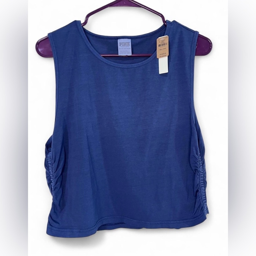 PINK Victoria’s Secret Cropped Tank Top Navy Sleeveless Women’s 2X NWT Shirt